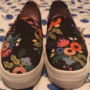 Keds black floral platform shoes